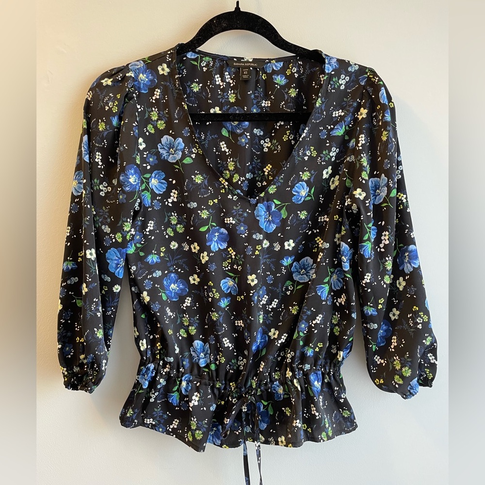 Black floral blouse